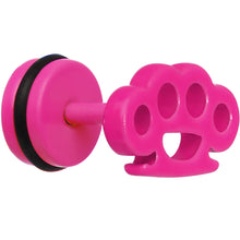 将图片加载到图库查看器,Pink Neon Enamel Brass Knuckles Cheater Plug