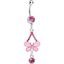 将图片加载到图库查看器,Pink Gem Heavenly Butterfly Double Drop Belly Ring
