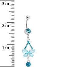 Load image into Gallery viewer, Aqua Gem Heavenly Butterfly Double Drop Belly Ring