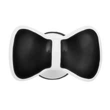 Load image into Gallery viewer, Black on White Enamel Bow Tie Cheater Plug