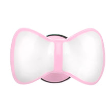 Load image into Gallery viewer, White on Pink Enamel Bow Tie Cheater Plug