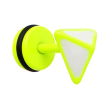 将图片加载到图库查看器,White on Light Green Neon Enamel 3-D Triangle Cheater Plug