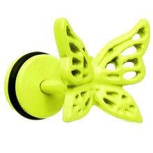 将图片加载到图库查看器,Light Green Neon Enamel Floating Butterfly Cheater Plug
