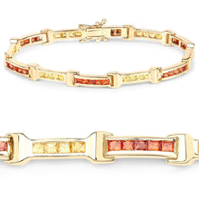 Load image into Gallery viewer, 6.48 Carat Genuine Orange Sapphire and Yellow Sapphire .925 Sterling Silver Bracelet