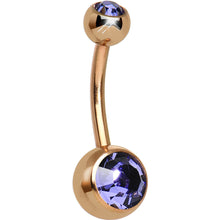 Load image into Gallery viewer, Tanzanite Purple CZ Rose Gold Plated Belly Ring