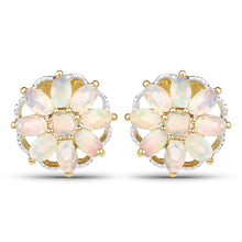 Load image into Gallery viewer, 14K Yellow Gold Plated 2.70 Carat Genuine Ethiopian Opal .925 Sterling Silver Earrings
