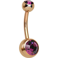Load image into Gallery viewer, Dark Purple CZ Rose Gold Plated Belly Ring