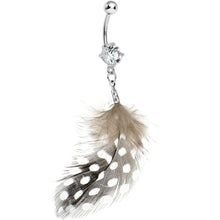 将图片加载到图库查看器,Clear Gem Natural Feather Dangle Belly Ring