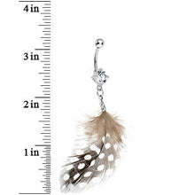 将图片加载到图库查看器,Clear Gem Natural Feather Dangle Belly Ring