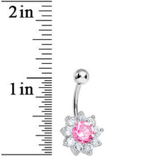 Load image into Gallery viewer, Pink and Crystalline Royal Gem Flower Belly Ring