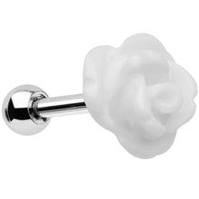 Load image into Gallery viewer, 16G 1/4 White Acrylic Rose Flower Tragus Cartilage Earring