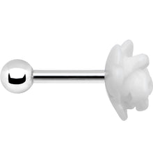 Load image into Gallery viewer, 16G 1/4 White Acrylic Rose Flower Tragus Cartilage Earring