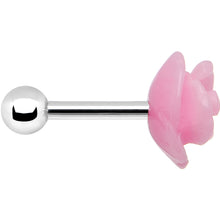 Load image into Gallery viewer, 16G 1/4 Pink Acrylic Rose Flower Tragus Cartilage Earring