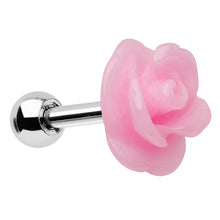 Load image into Gallery viewer, 16G 1/4 Pink Acrylic Rose Flower Tragus Cartilage Earring