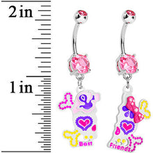 将图片加载到图库查看器,Light Pink Gem Sugar Skull Best Friends Dangle Belly Ring Set