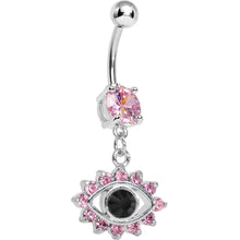 将图片加载到图库查看器,Pink Gem Blinged Out Eye Dangle Belly Ring