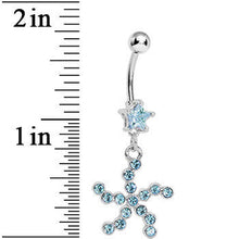 将图片加载到图库查看器,Aqua Star Gem Aqua Starfish Dangle Belly Ring