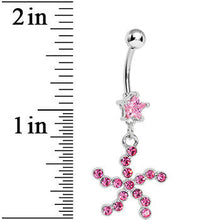 将图片加载到图库查看器,Pink Star Gem Pink Starfish Dangle Belly Ring