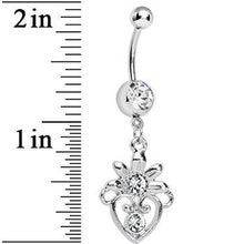 将图片加载到图库查看器,Clear Gem Noble Heart Dangle Belly Ring