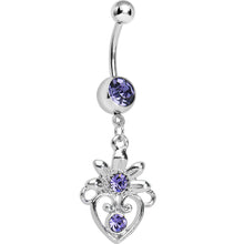 将图片加载到图库查看器,Purple Gem Noble Heart Dangle Belly Ring