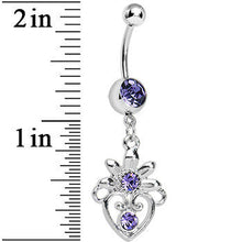 将图片加载到图库查看器,Purple Gem Noble Heart Dangle Belly Ring