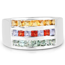 Load image into Gallery viewer, 1.69 Carat Genuine Multi Sapphire .925 Sterling Silver Ring
