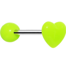 Load image into Gallery viewer, 14G Green Neon Beating Heart Straight Barbell Tongue Ring 5/8