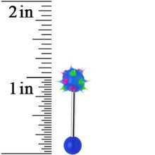 Load image into Gallery viewer, Blue Green Pink Neon Silicone Spike Barbell Tongue Ring