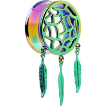 Load image into Gallery viewer, 0G Rainbow Titanium Dreamcatcher Dangle Tunnel Sizes 00G to 1 Inch