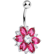 Load image into Gallery viewer, Pink Gem Lotus Flower Belly Ring
