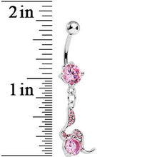 将图片加载到图库查看器,Pink Gem Squiggly Serpent Gem Dangle Belly Ring