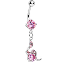 将图片加载到图库查看器,Pink Gem Squiggly Serpent Gem Dangle Belly Ring