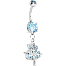将图片加载到图库查看器,Aqua Gem Icy Leaf Drop Charm Belly Ring