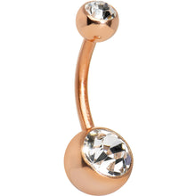 Load image into Gallery viewer, 14G 3/8 Double Gem Rose Gold Plated Belly Ring