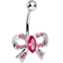 将图片加载到图库查看器,Pink Gem Glamour Bow Belly Ring