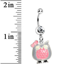 Load image into Gallery viewer, Clear Gem Kooky Pink Owl Charm Dangle Belly Ring