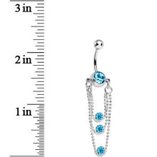 Load image into Gallery viewer, Aqua Gem Triple Glamour Drape Chain Belly Ring