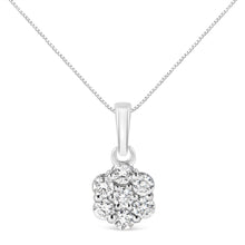 Load image into Gallery viewer, 14KT White Gold 1/2 cttw Diamond Floral Cluster Pendant Necklace (HI, SI2-I1)