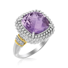 Load image into Gallery viewer, 18k Yellow Gold & Sterling Silver Popcorn Ring with Amethyst and Diamond Accents