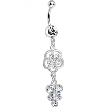将图片加载到图库查看器,Clear Gem Splendid Flower Dew Drops Dangle Belly Ring