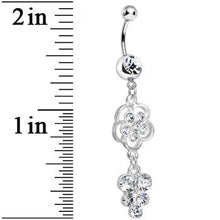 将图片加载到图库查看器,Clear Gem Splendid Flower Dew Drops Dangle Belly Ring