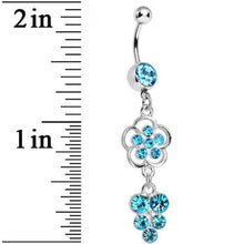 Load image into Gallery viewer, Aqua Gem Splendid Flower Dew Drops Dangle Belly Ring