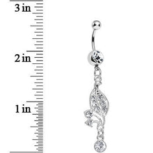 将图片加载到图库查看器,Clear Gem Sprouting Petals Flower Dangle Belly Ring