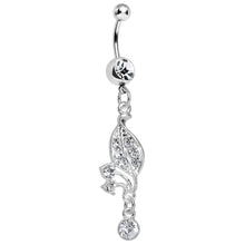 将图片加载到图库查看器,Clear Gem Sprouting Petals Flower Dangle Belly Ring
