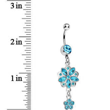 将图片加载到图库查看器,Aqua Gem Child of Flower Double Dangle Belly Ring