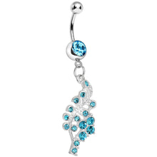 将图片加载到图库查看器,Aqua Gem Icy Winter Branch Dangle Belly Ring