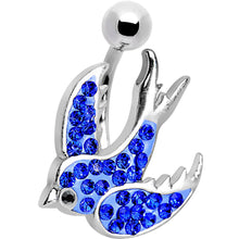 Load image into Gallery viewer, Blue Gem Soaring Bird Belly Ring