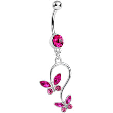 将图片加载到图库查看器,Pink Gem Love Butterfly Dangle Belly Ring