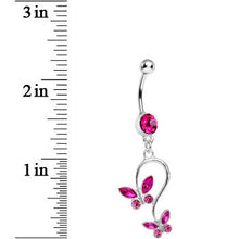 将图片加载到图库查看器,Pink Gem Love Butterfly Dangle Belly Ring