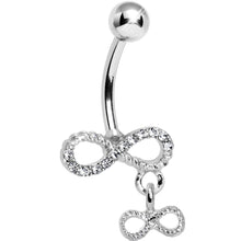 将图片加载到图库查看器,Clear Gem Double Infinity Dangle Belly Ring